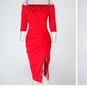 CBR Off The Shoulder Ruched Evening Dress